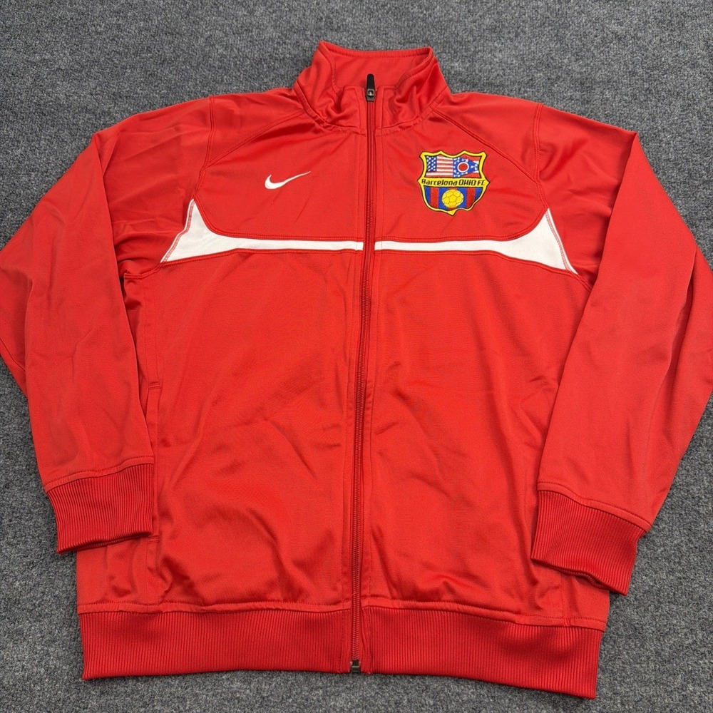 Womens XL / Mens M Nike Barcelona Ohio FC Futbol‎ Soccer Track Jacket Red Zip